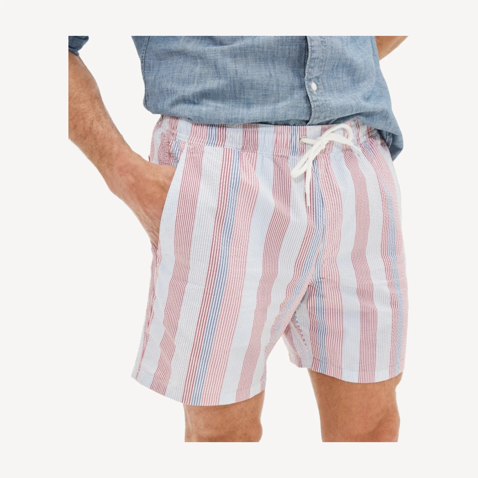 6" swim trunk in seersucker