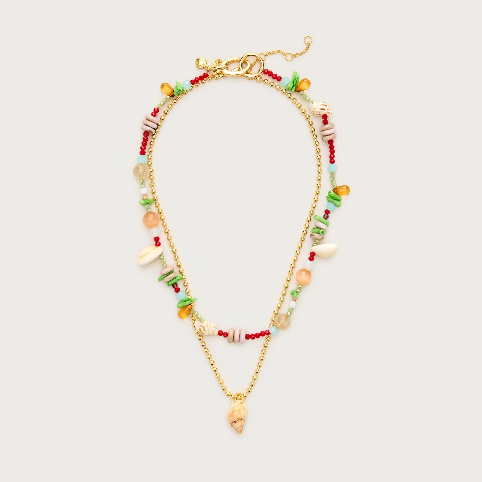 Beaded shell necklaces set-of-two