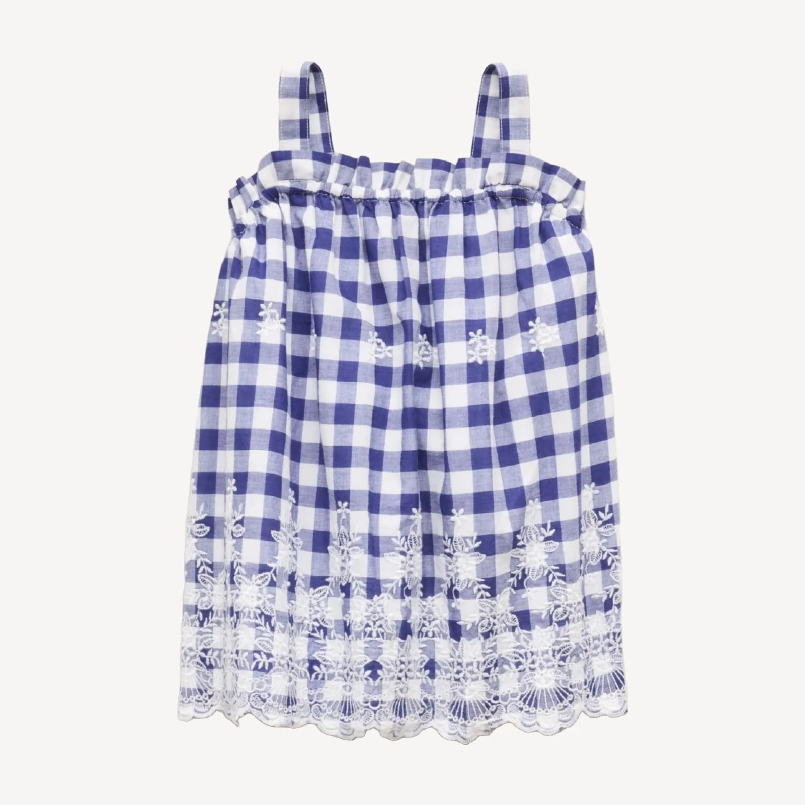 Girls' embroidered tank top in gingham