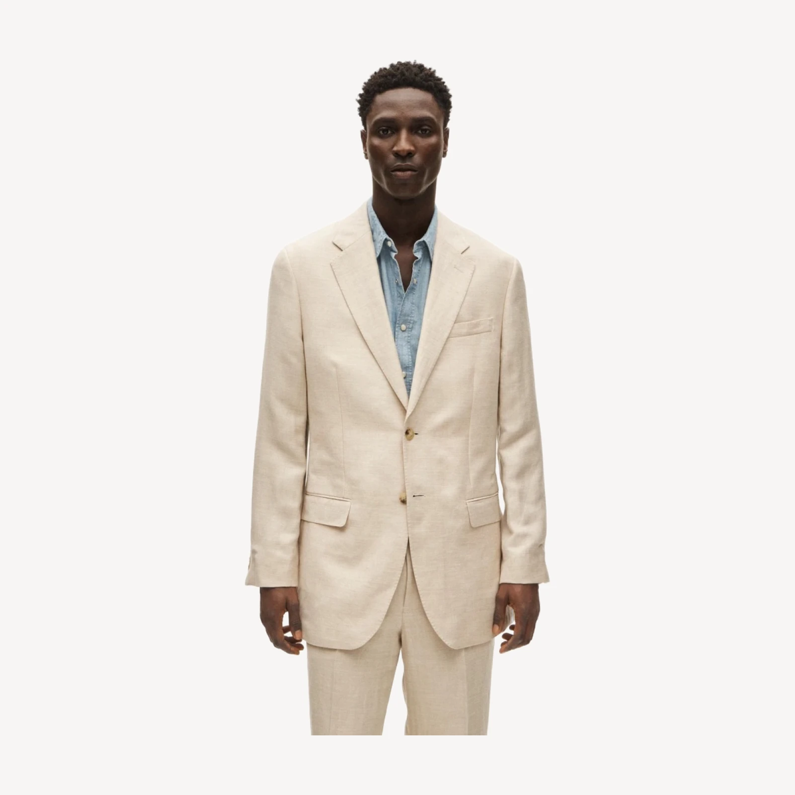 Relaxed-fit suit jacket in English merino wool-linen blend