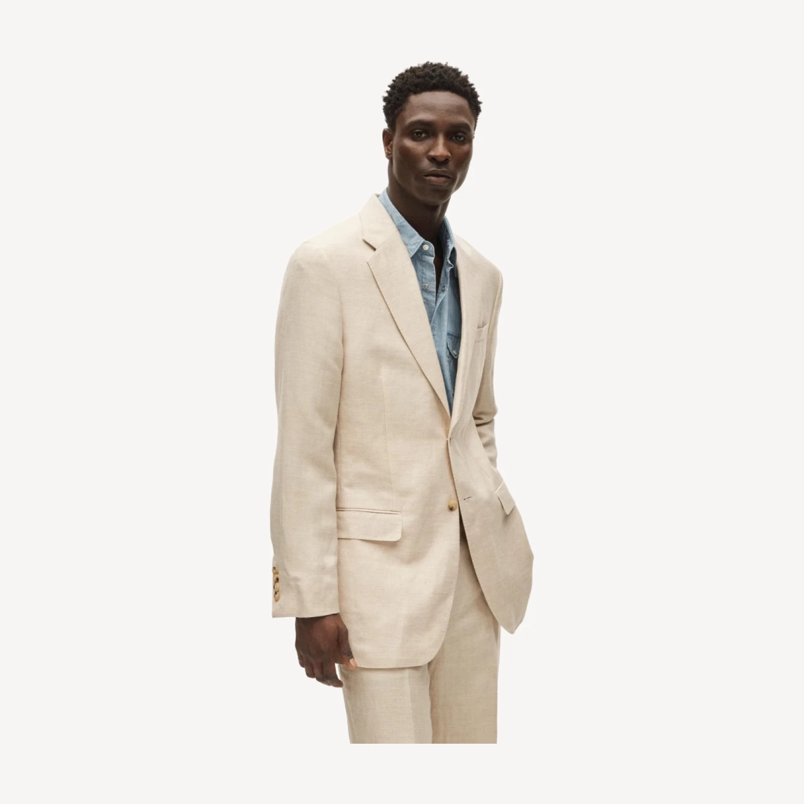 Relaxed-fit suit jacket in English merino wool-linen blend
