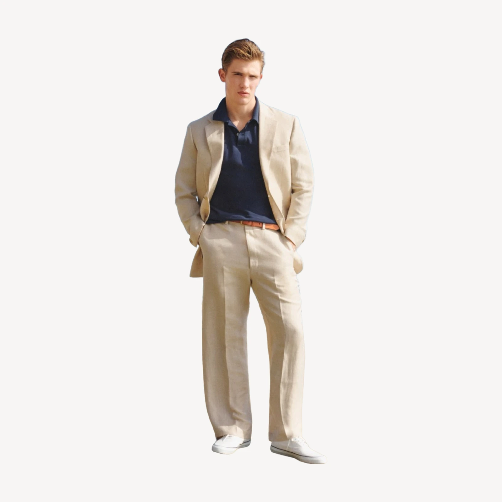 Relaxed-fit suit jacket in English merino wool-linen blend