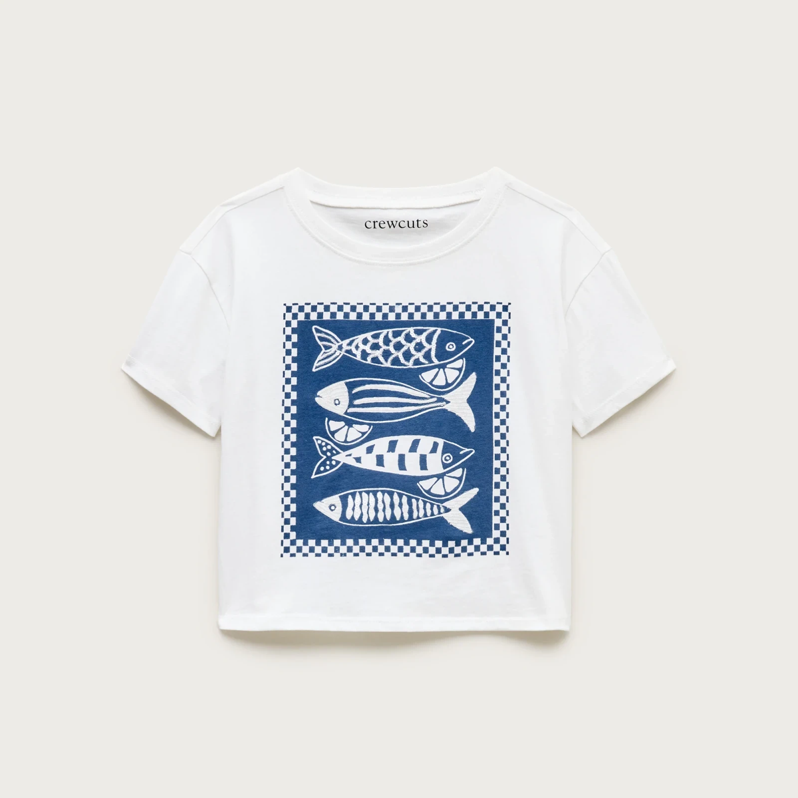 Girls' short-sleeve fish graphic T-shirt with sequins