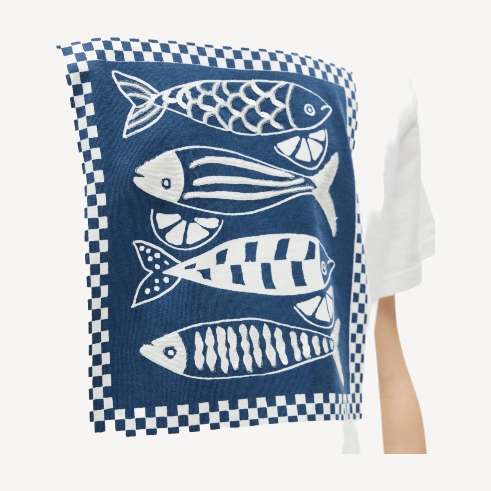 Girls' short-sleeve fish graphic T-shirt with sequins