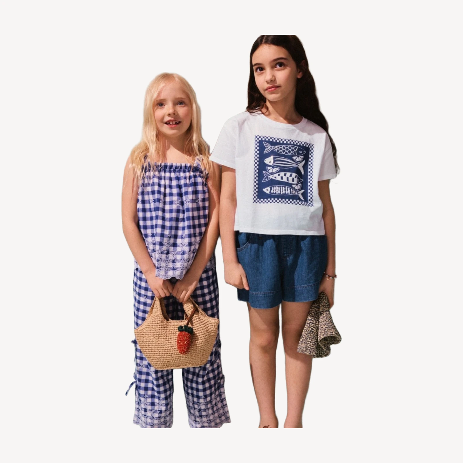 Girls' short-sleeve fish graphic T-shirt with sequins