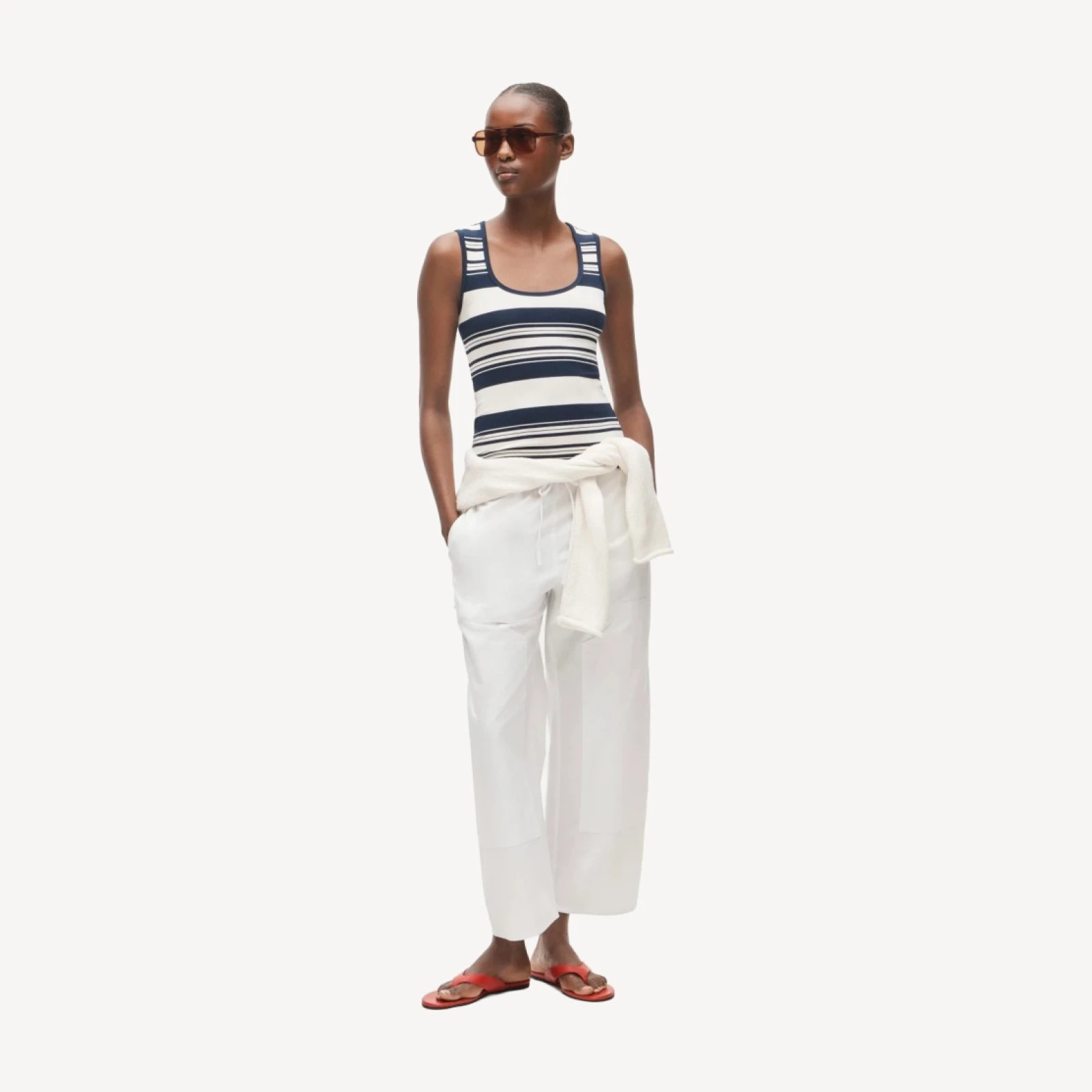Refined rib scoopneck tank top in stripe