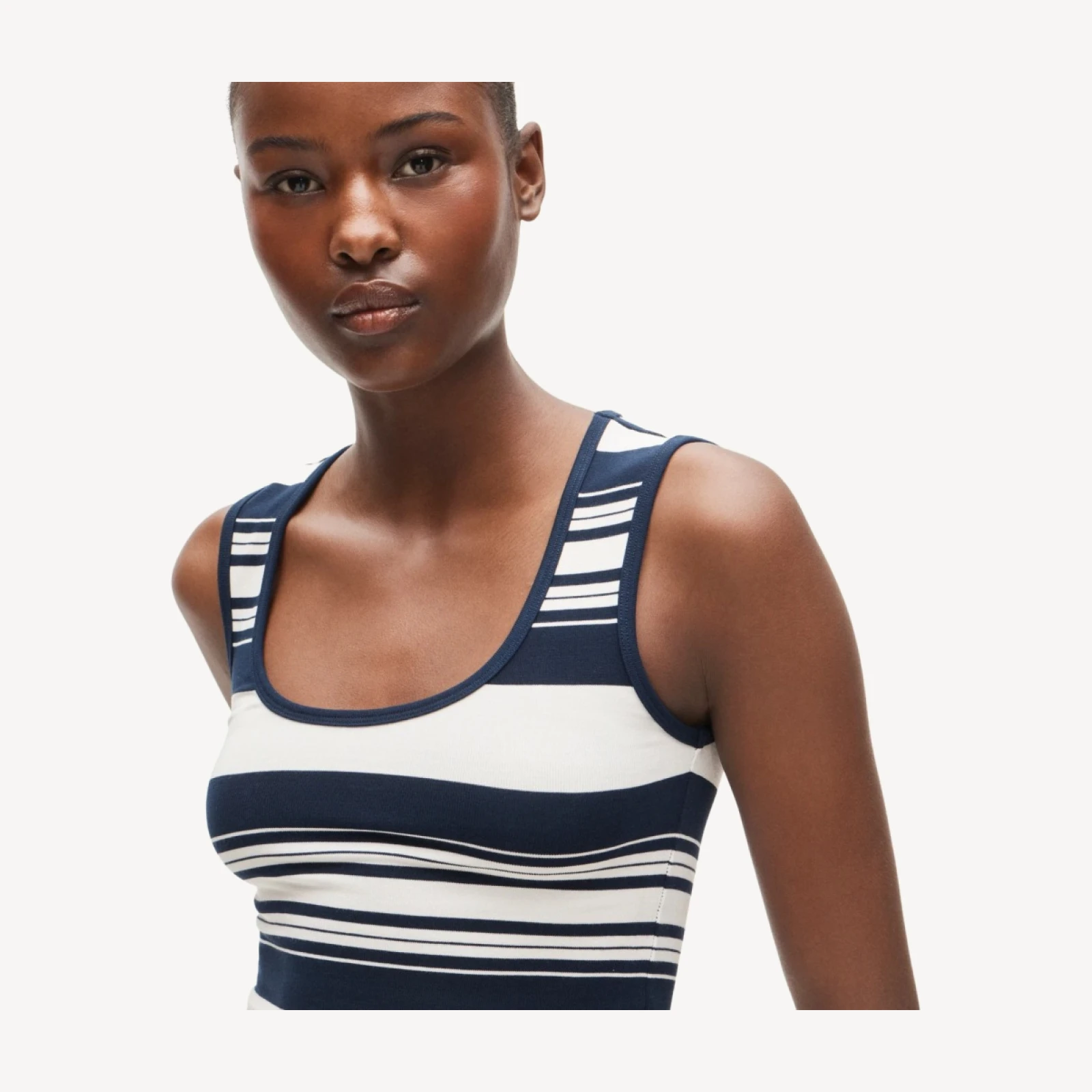 Refined rib scoopneck tank top in stripe