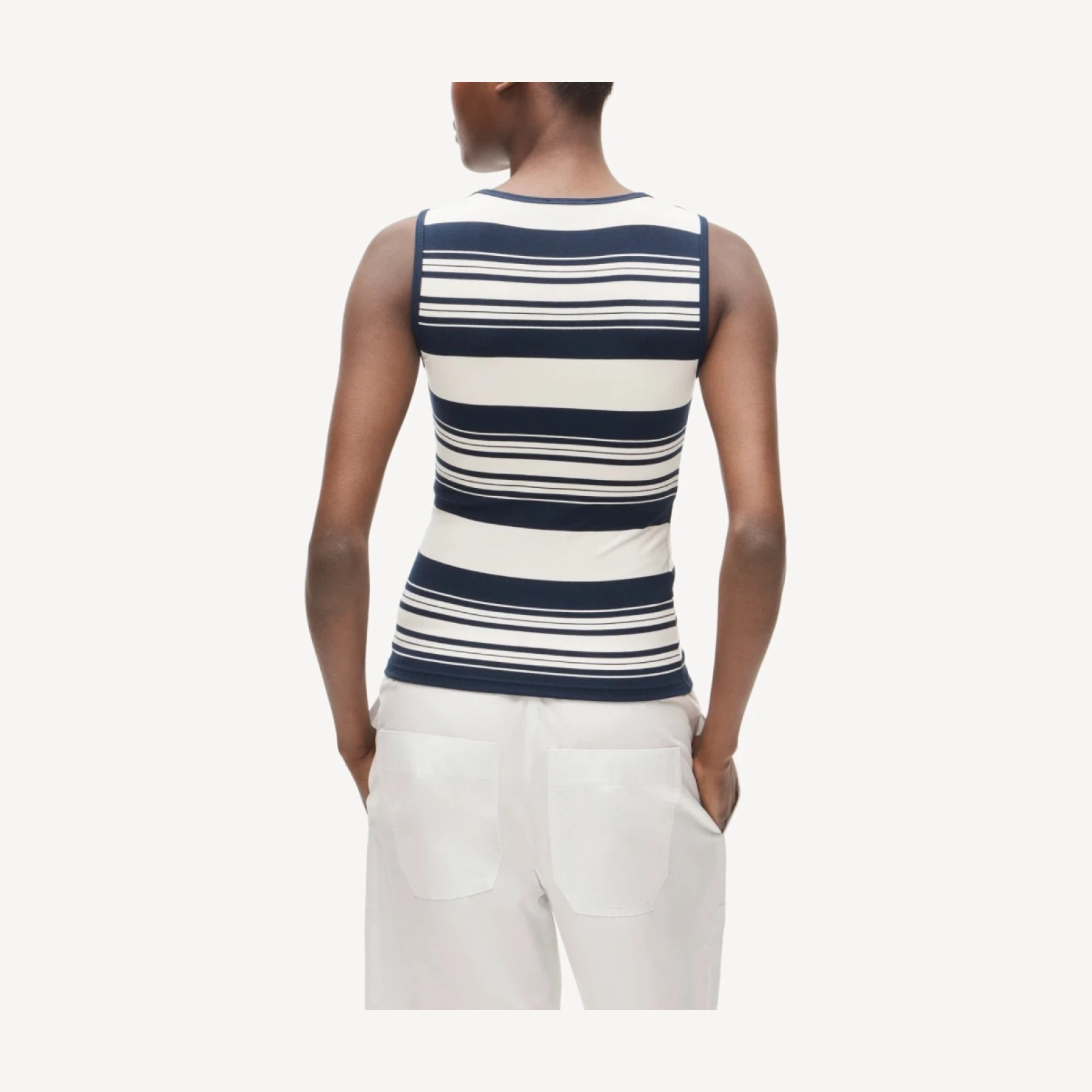 Refined rib scoopneck tank top in stripe