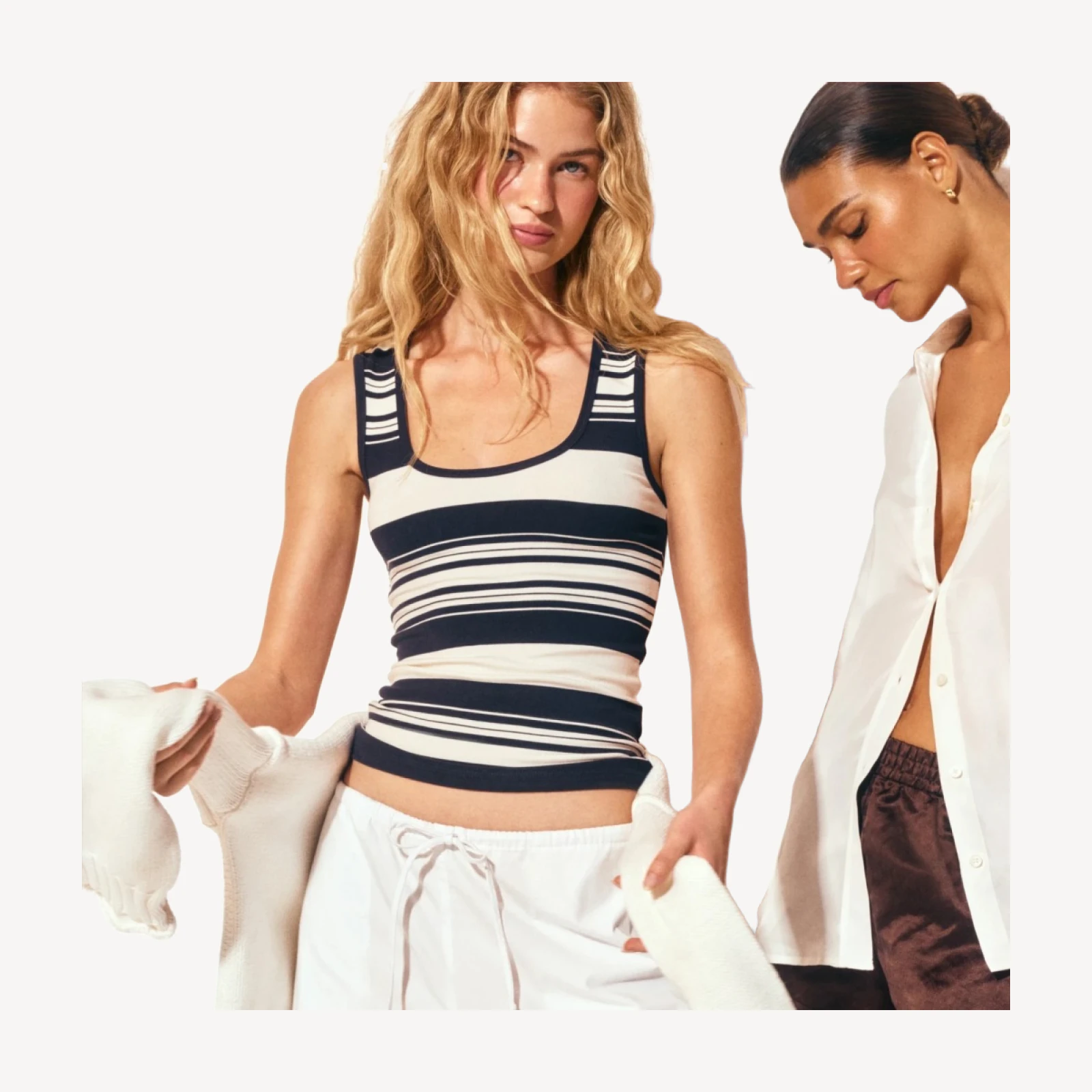 Refined rib scoopneck tank top in stripe