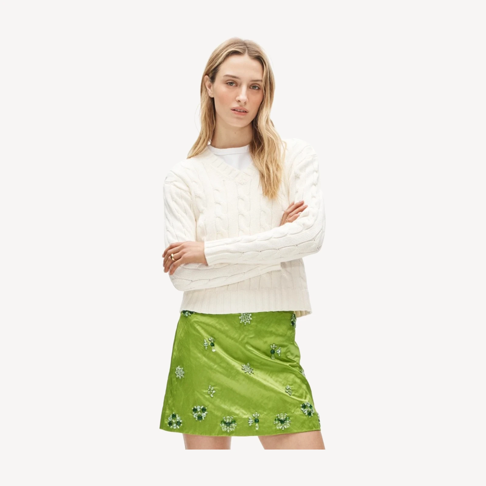 Collection Fairfax embellished mini skirt in memory satin