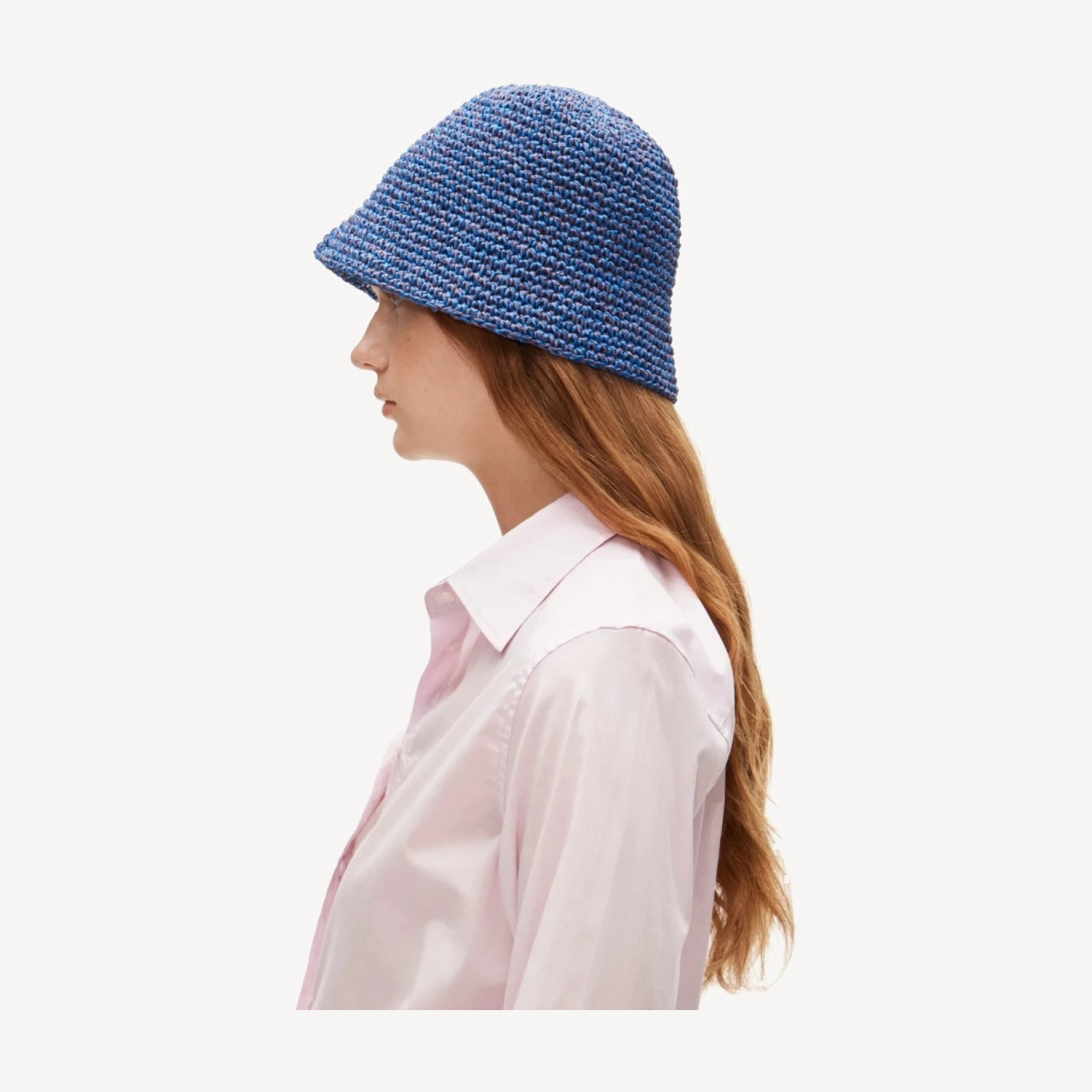 Handcrocheted marled straw hat