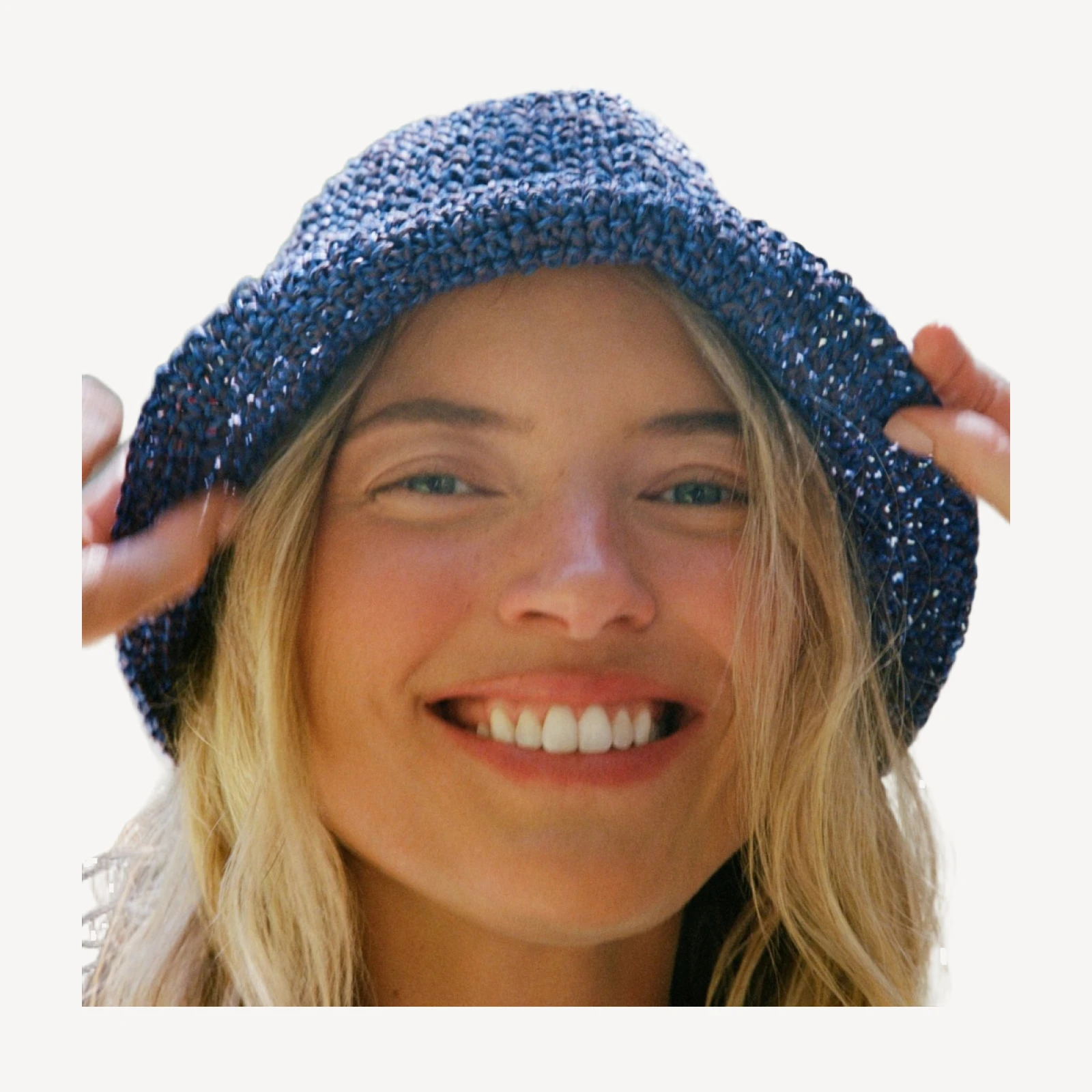 Handcrocheted marled straw hat