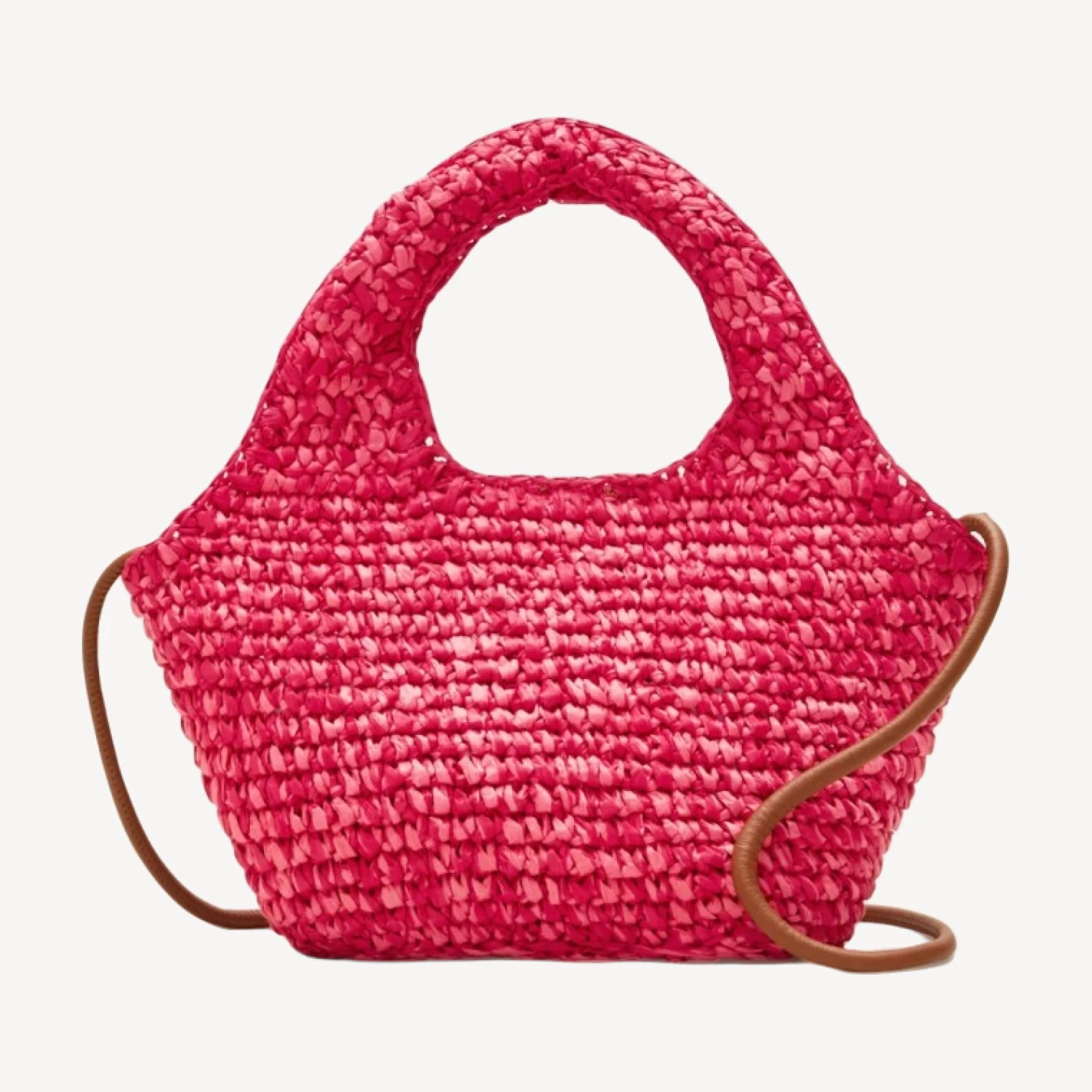 Small handwoven tote in marled straw