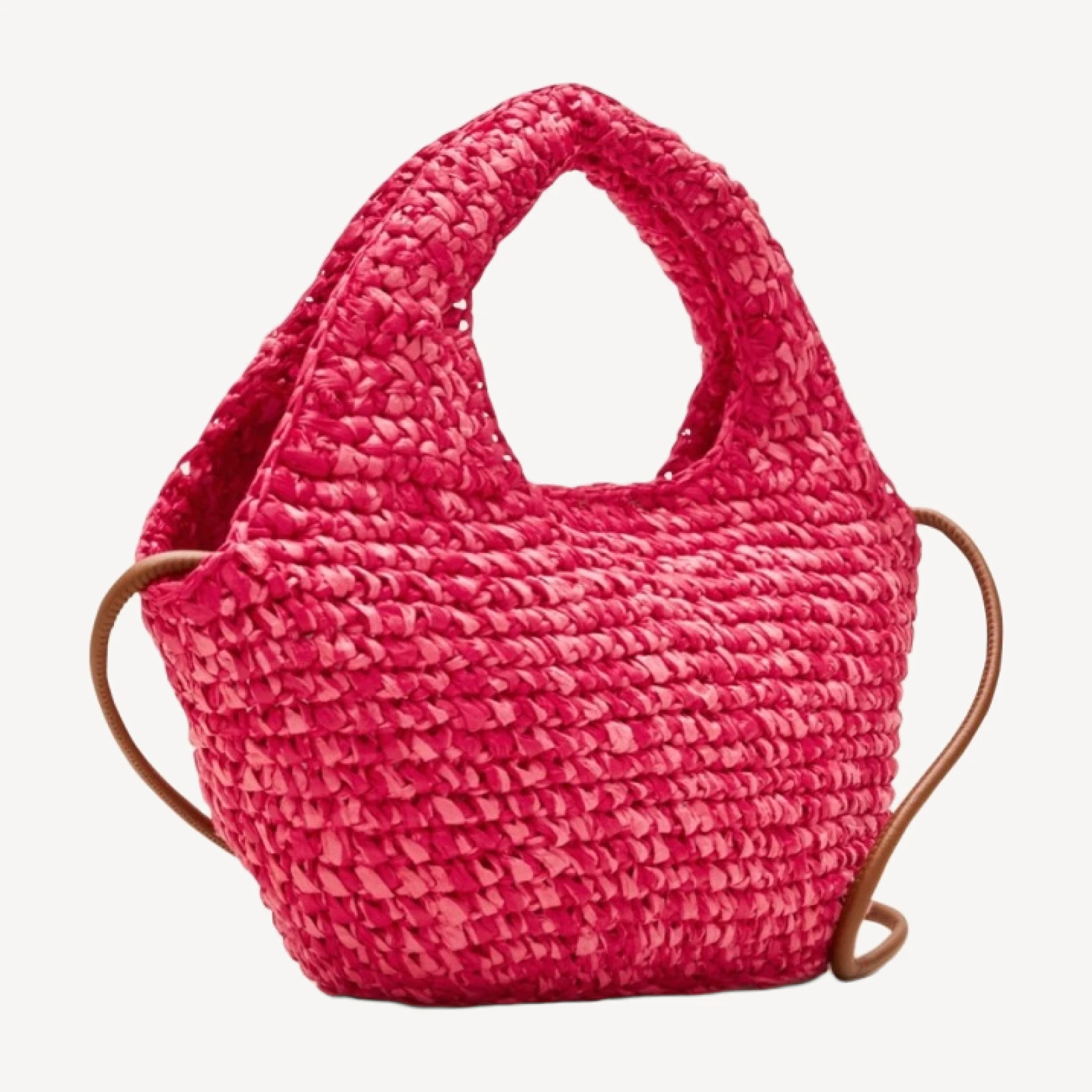 Small handwoven tote in marled straw