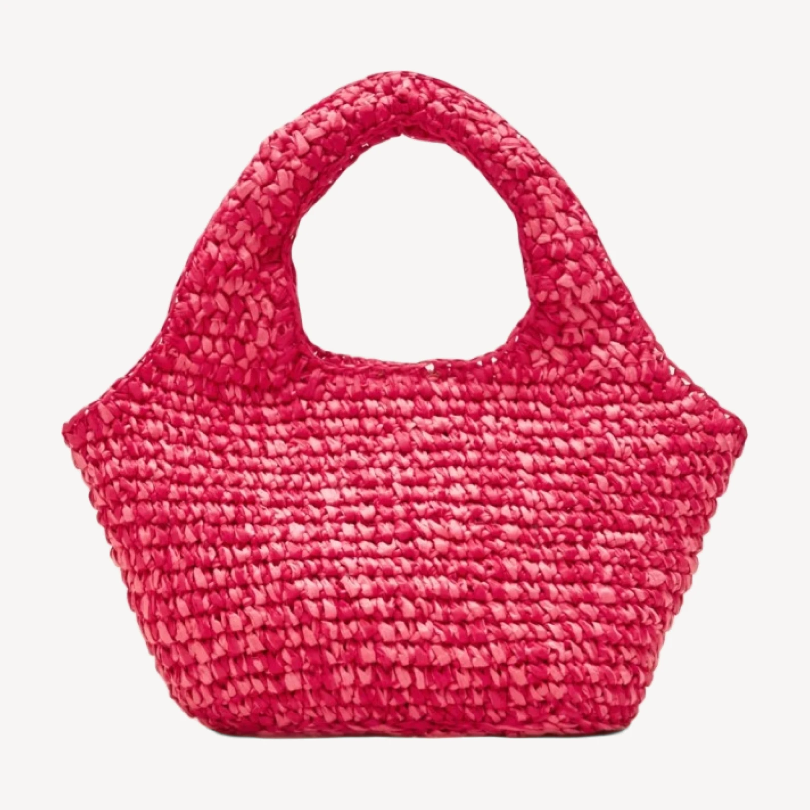 Small handwoven tote in marled straw