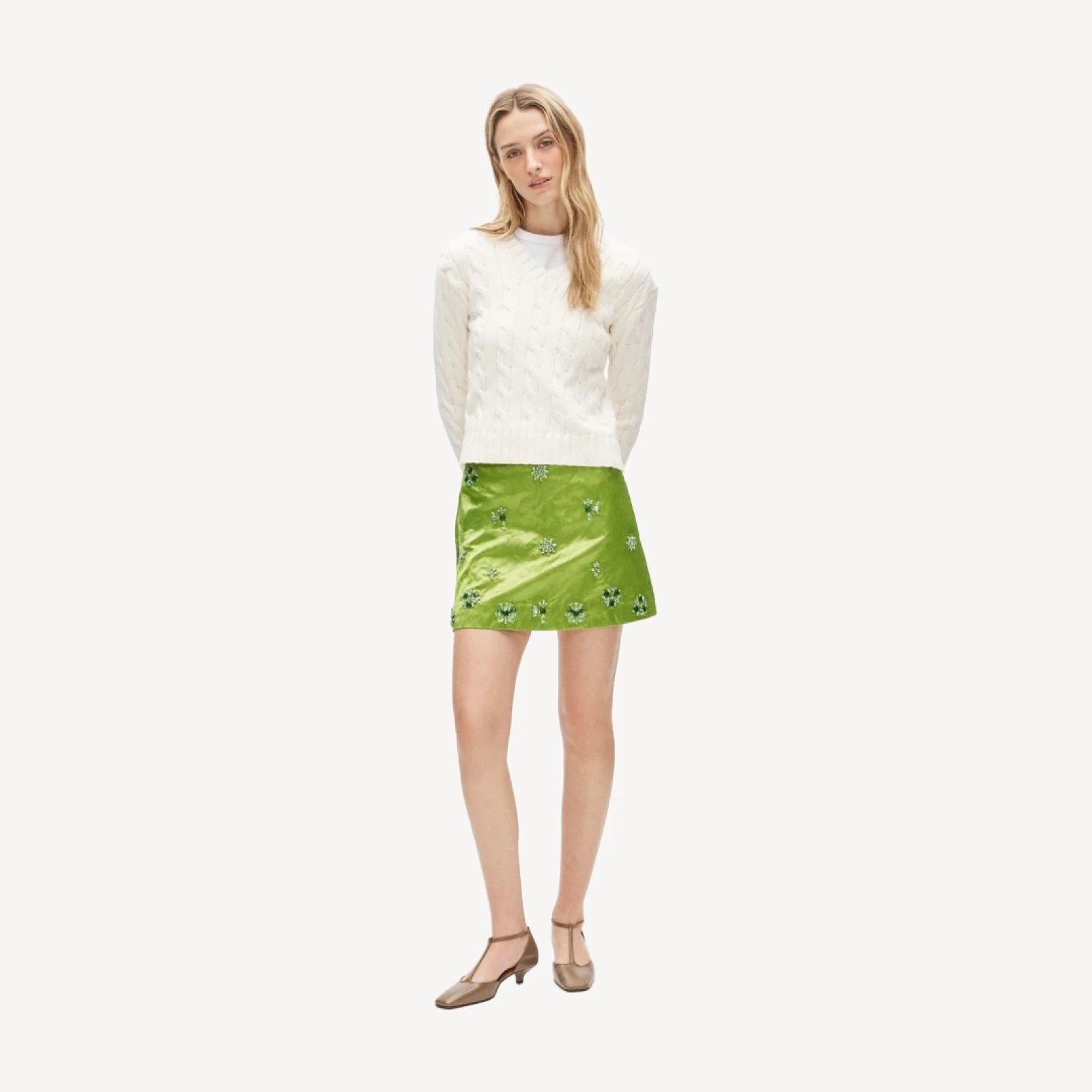 Collection Fairfax embellished mini skirt in memory satin