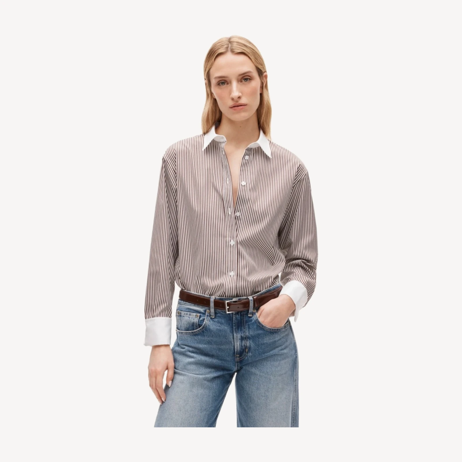 Esme relaxed-fit button-up shirt in striped Greenwich poplin