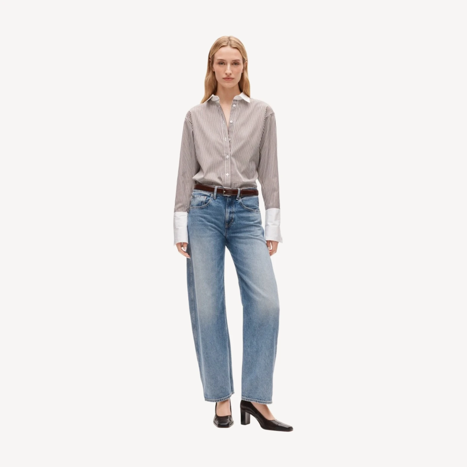 Esme relaxed-fit button-up shirt in striped Greenwich poplin