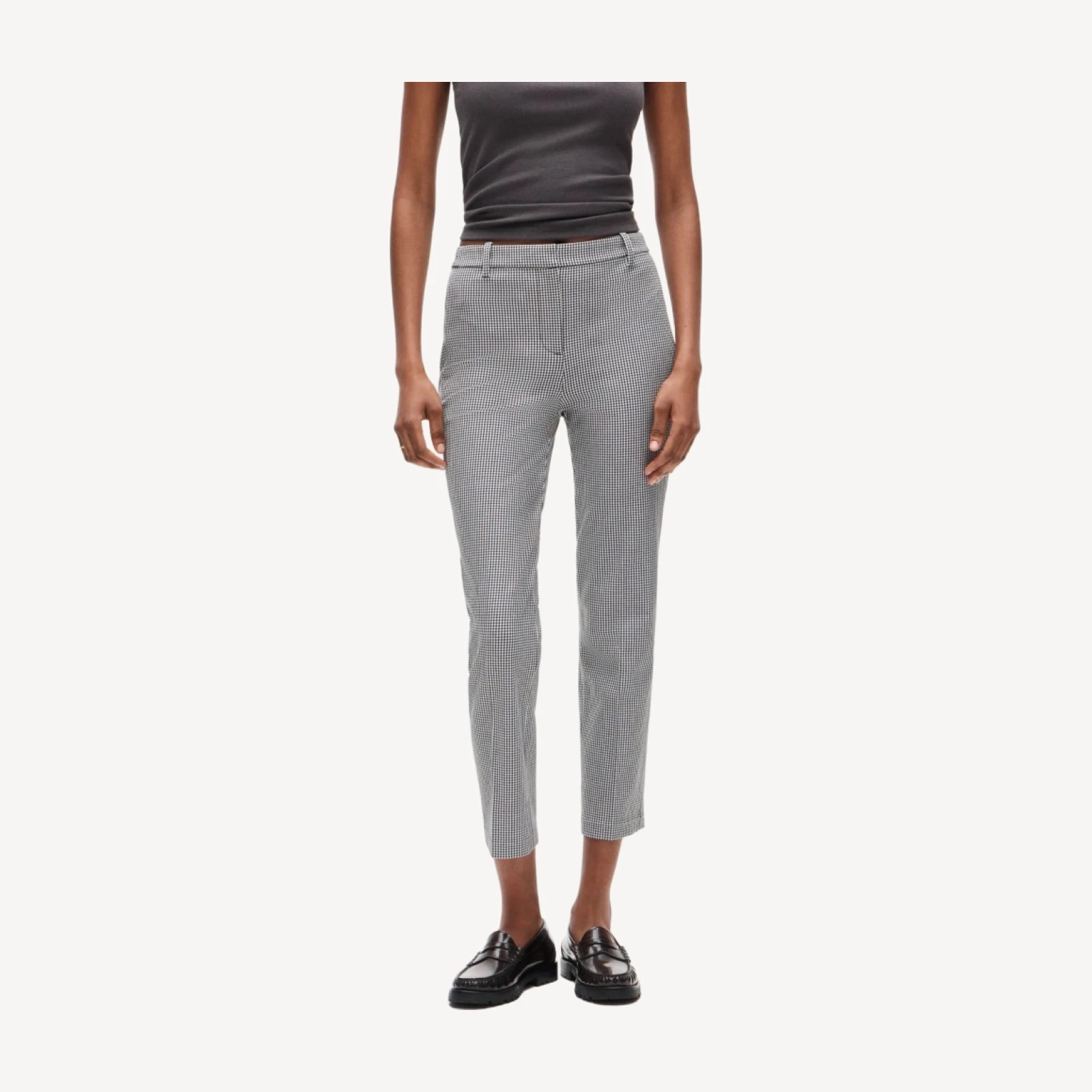 Café capri in gingham bi-stretch cotton blend