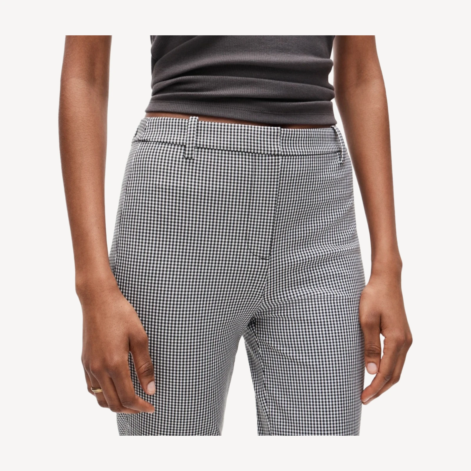 Café capri in gingham bi-stretch cotton blend