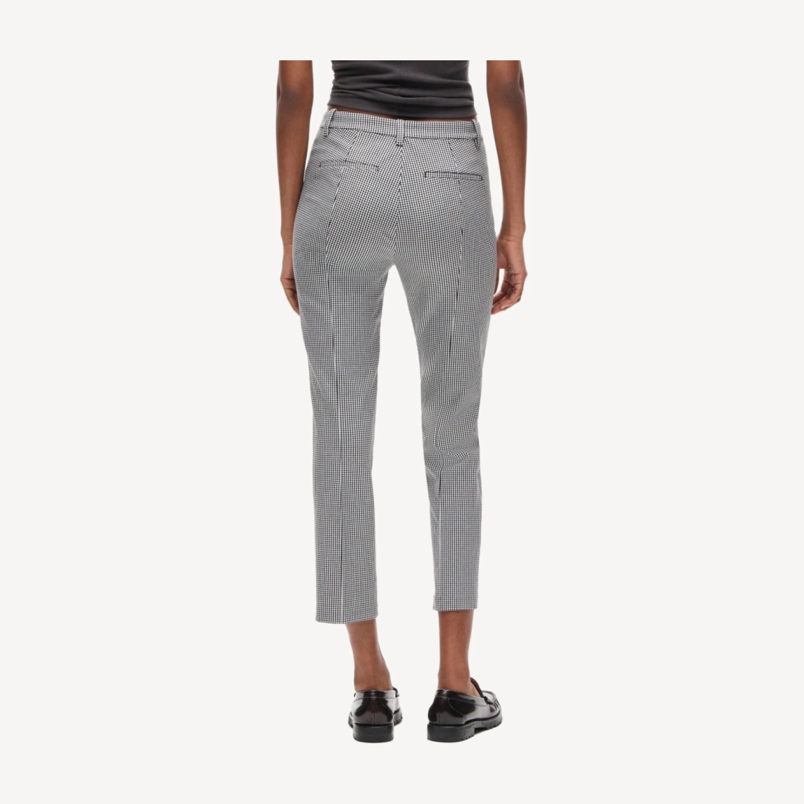 Café capri in gingham bi-stretch cotton blend