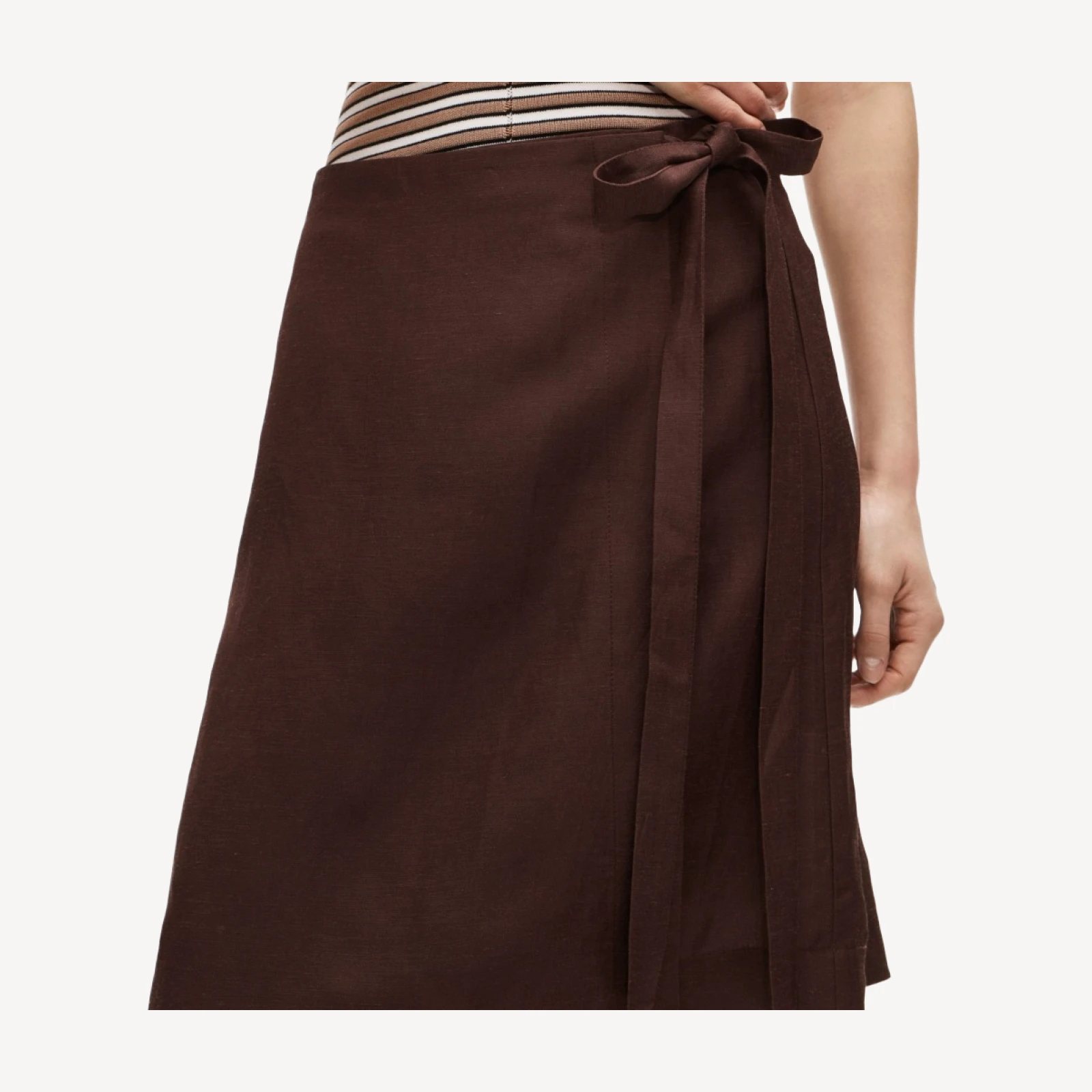 Fairfax faux-wrap skirt in linen blend