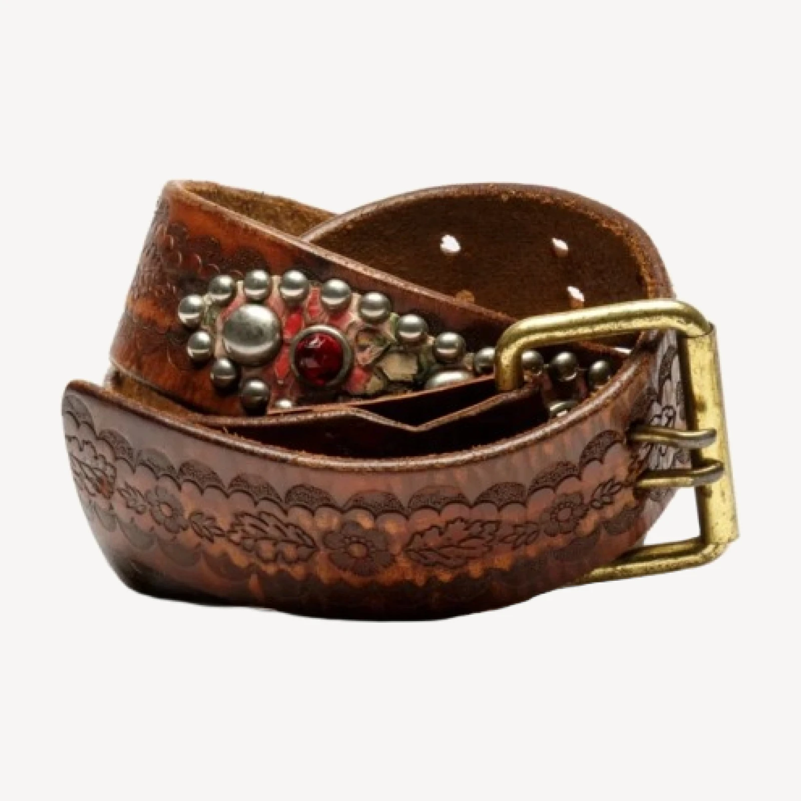 RE/DONE Vintage | 70s Studded + Embossed Leather Belt