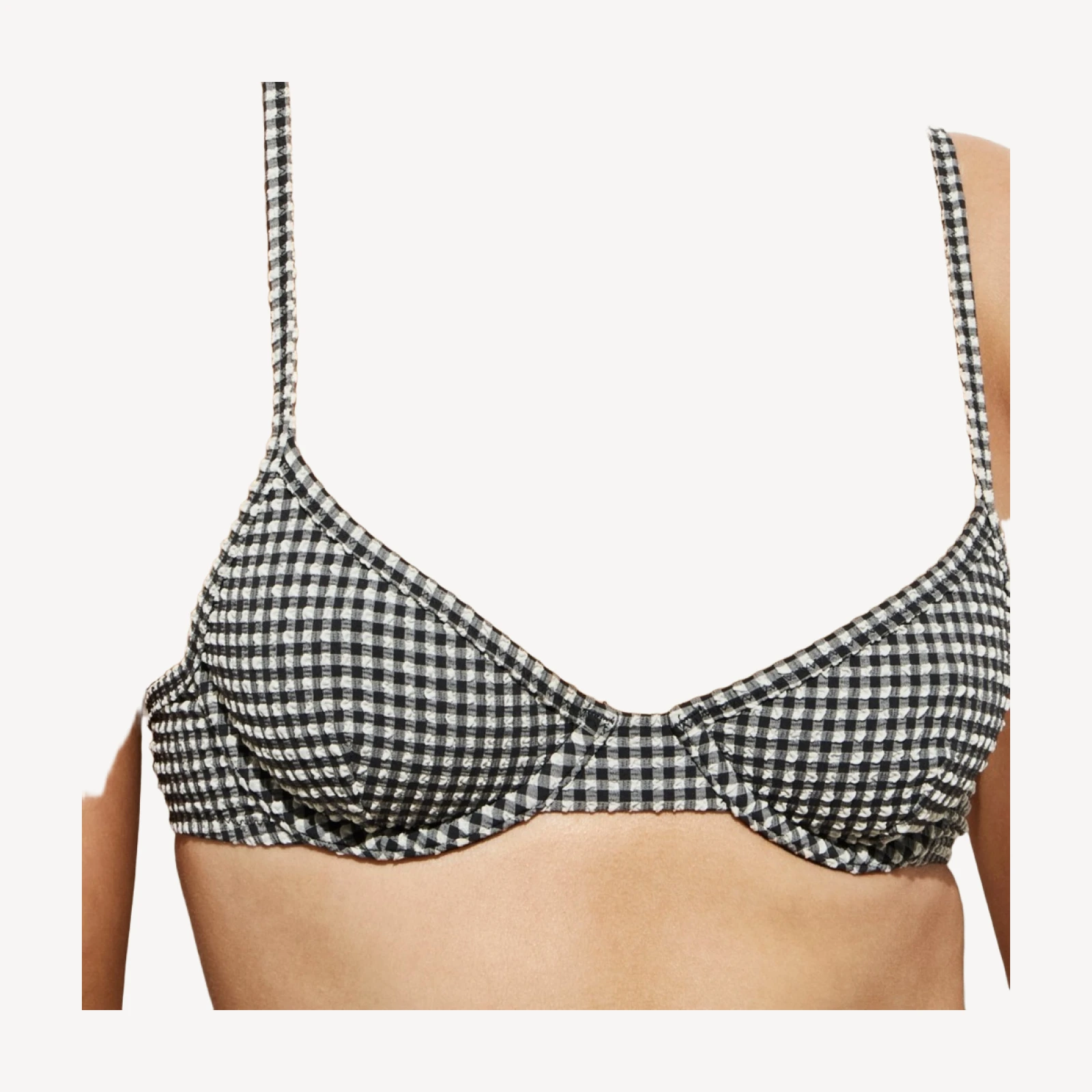 Underwire bikini top in gingham