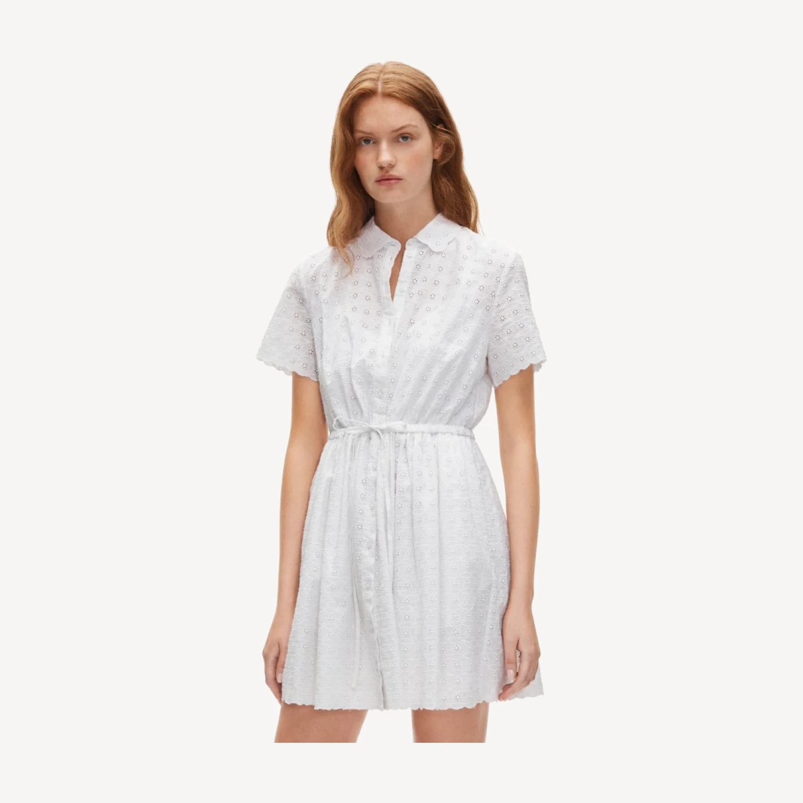 Mini Cerise shirt-dress in eyelet cotton poplin