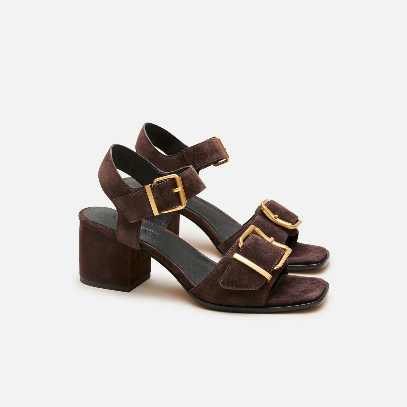 Dylan buckle block-heel sandals in suede