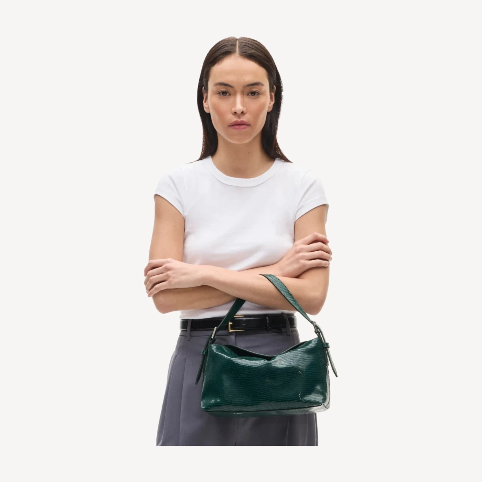 Berkeley small shoulder bag in lizard-embossed leather