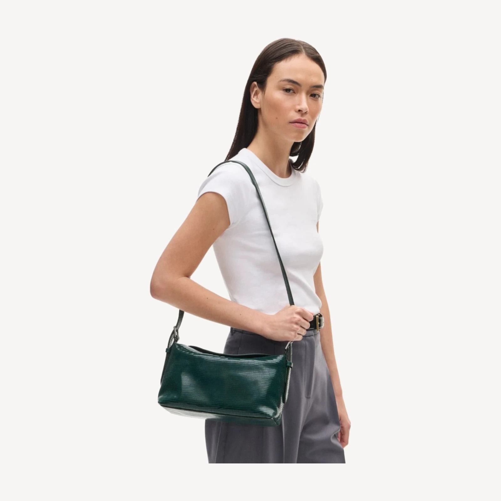 Berkeley small shoulder bag in lizard-embossed leather