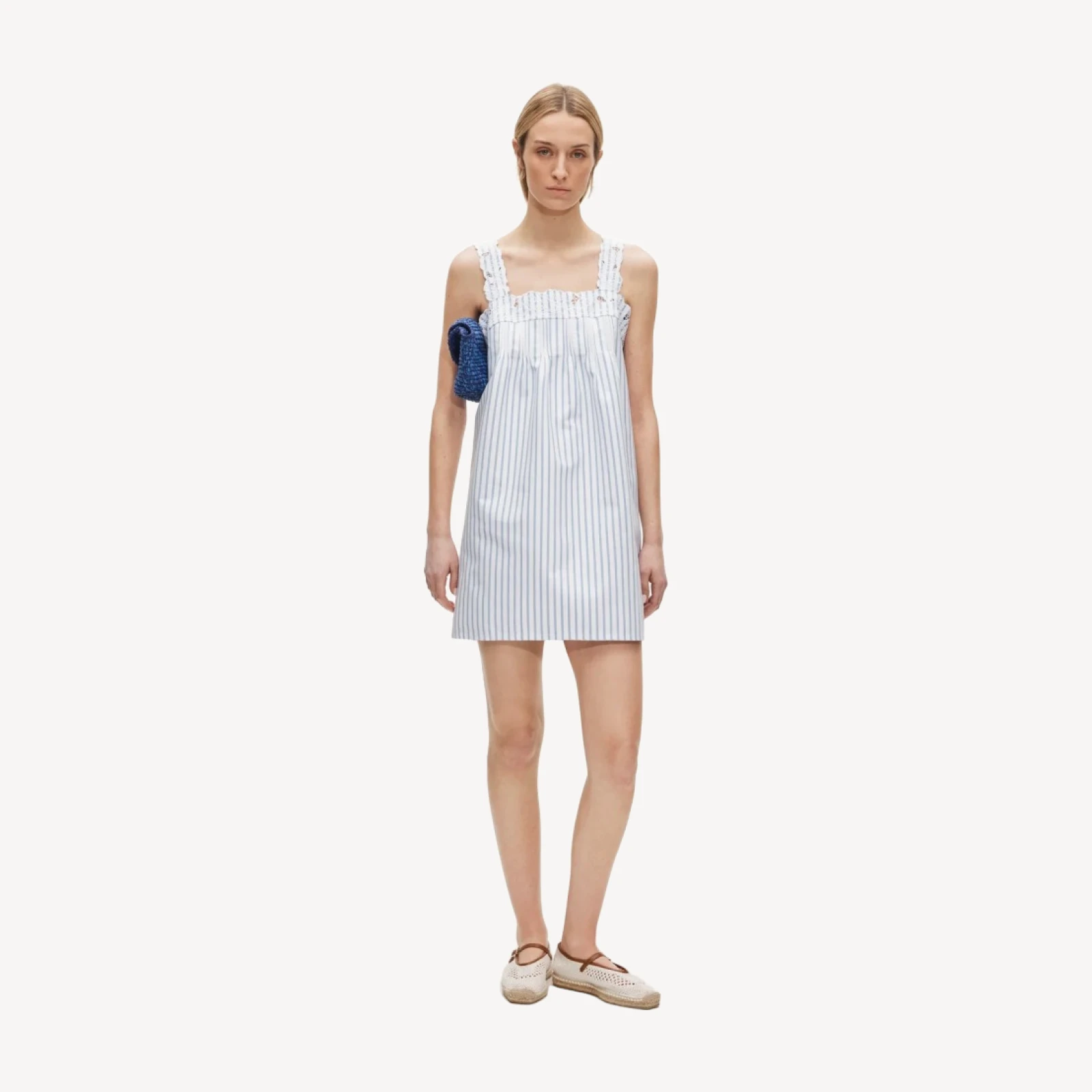 Ondine mini dress in striped double cotton poplin