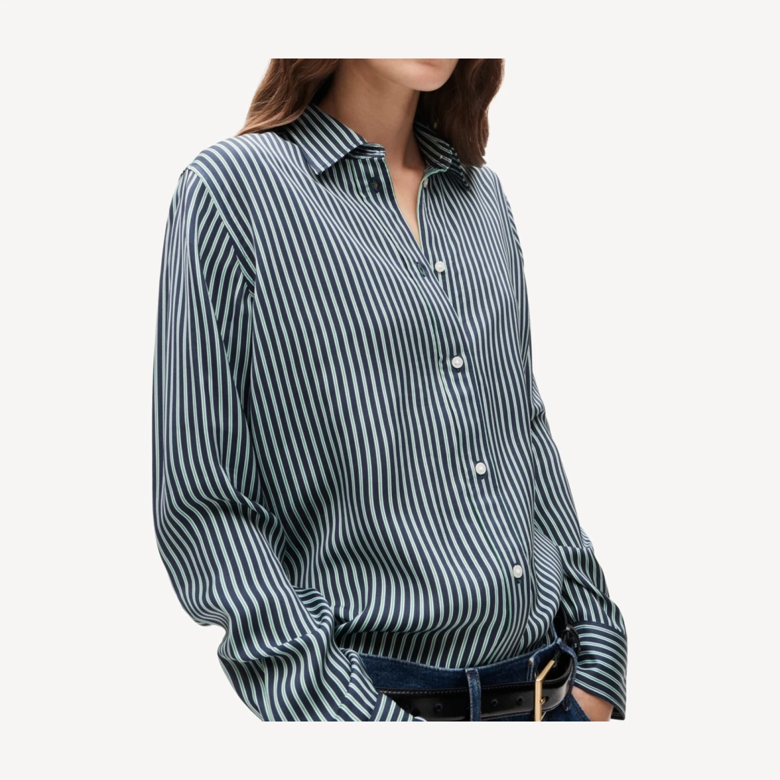 Jules classic-fit button-up shirt in striped viscose twill
