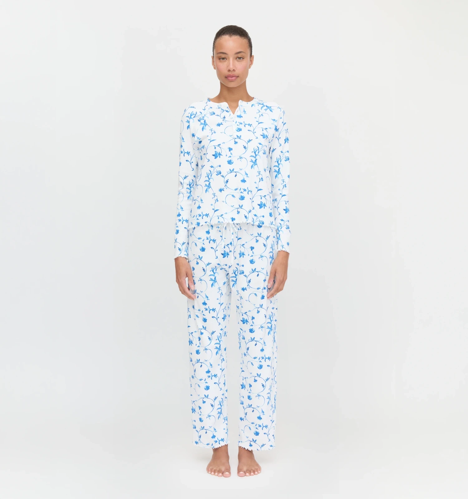 The Olivia Pajama Set - Blue Botanical