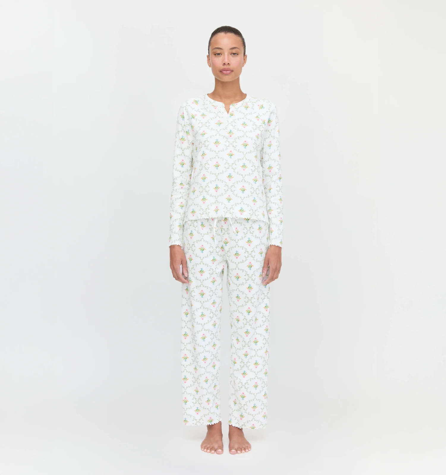 The Olivia Pajama Set - Pastel Trellis