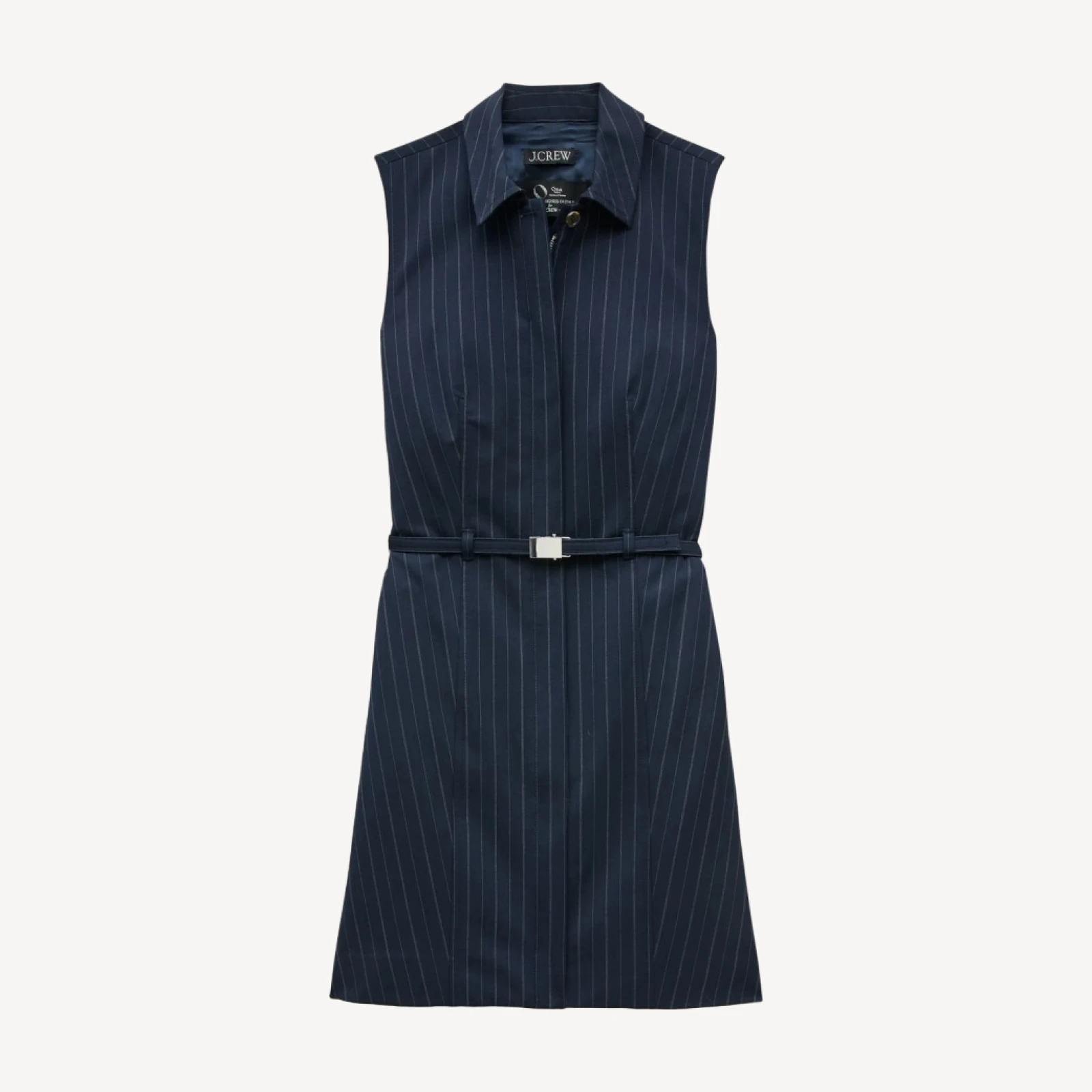 Mini dress in pinstriped lightspun wool blend