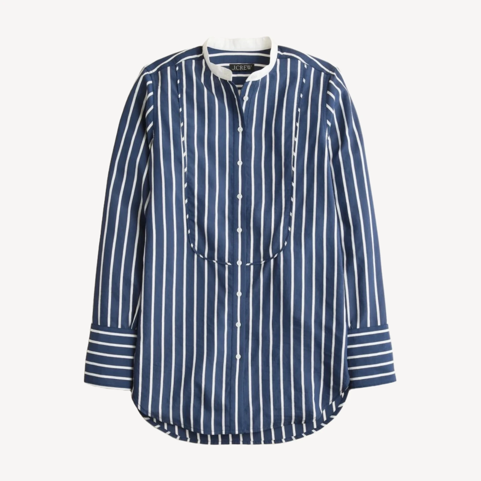 Tuxedo-bib button-up shirt in stripe