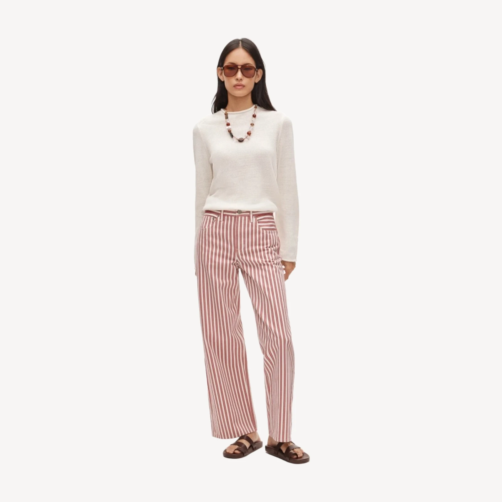 Everyday wide-leg jean in stripe