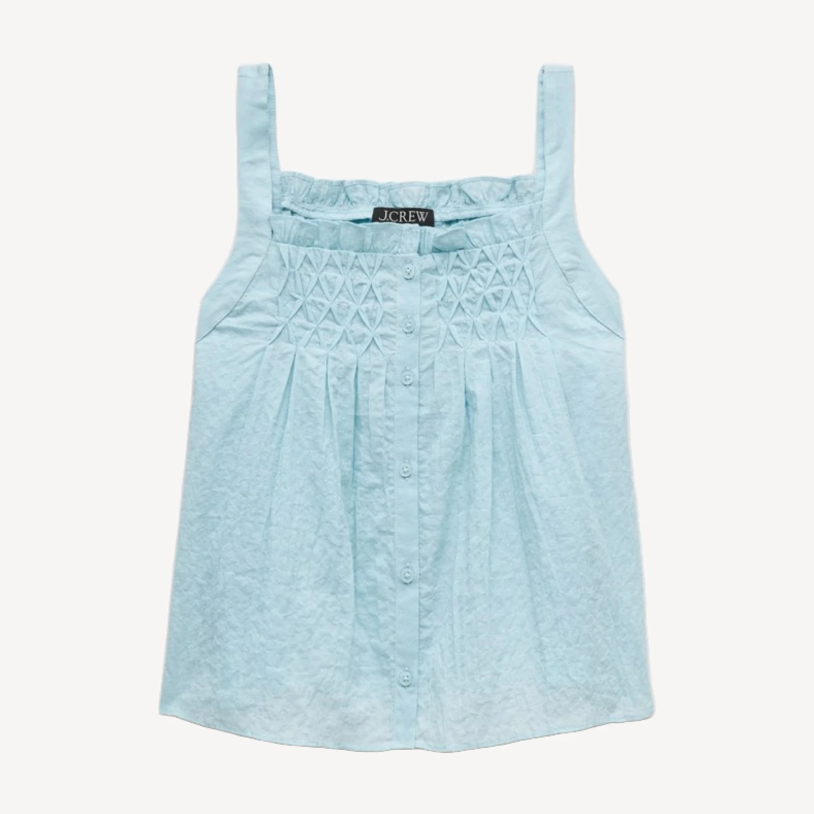 Smocked crinkle tank top
