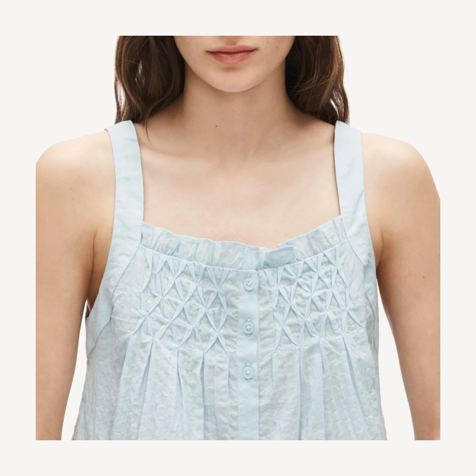 Smocked crinkle tank top
