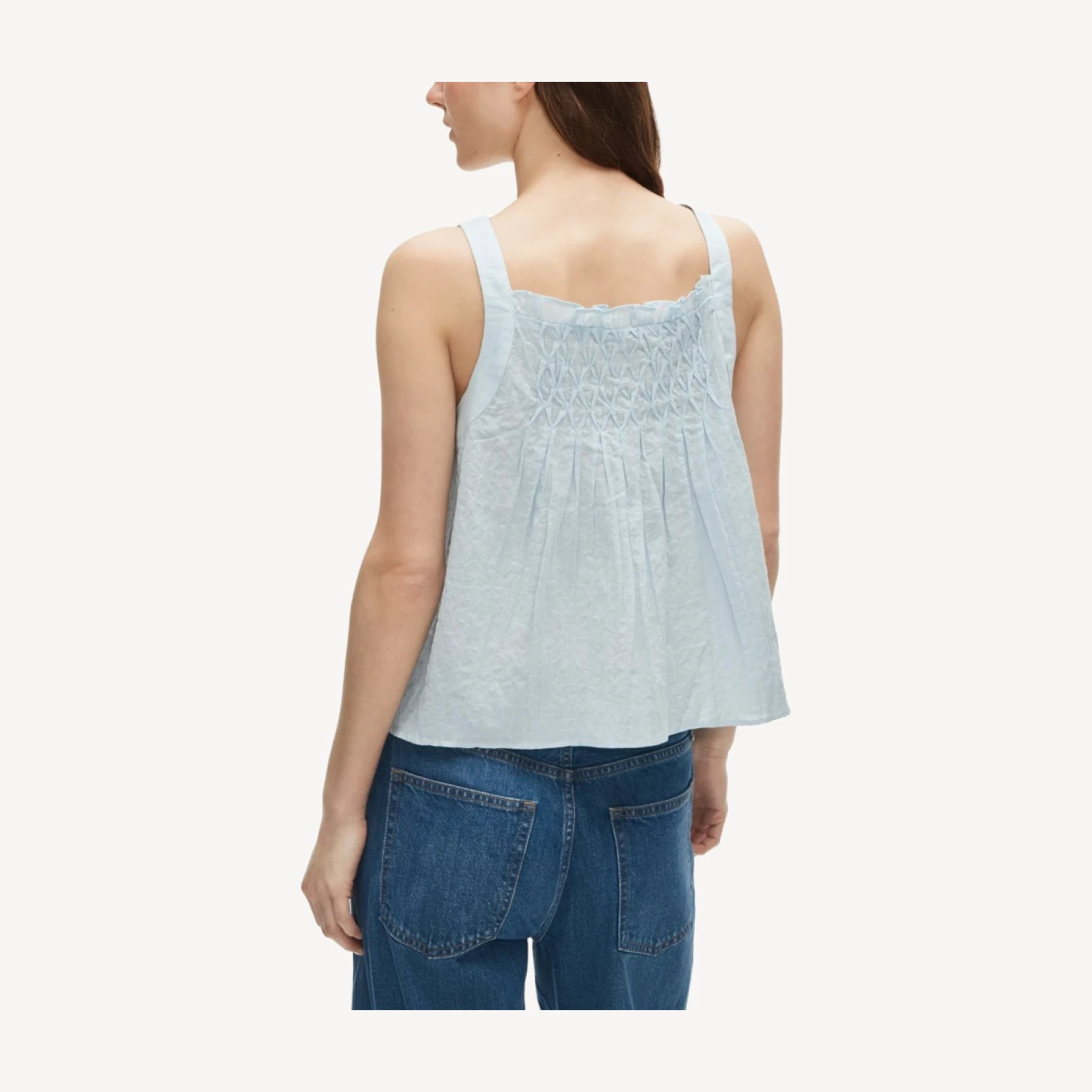 Smocked crinkle tank top