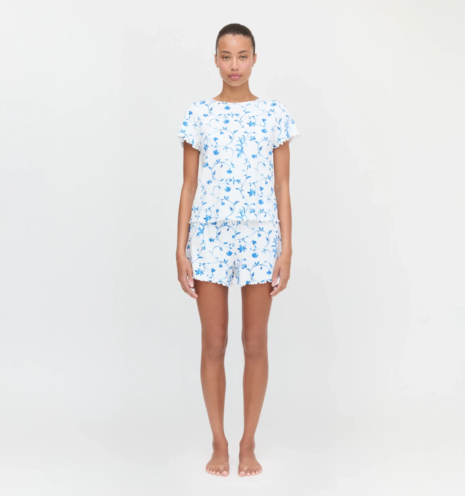 The Nina Pajama Set - Blue Botanical