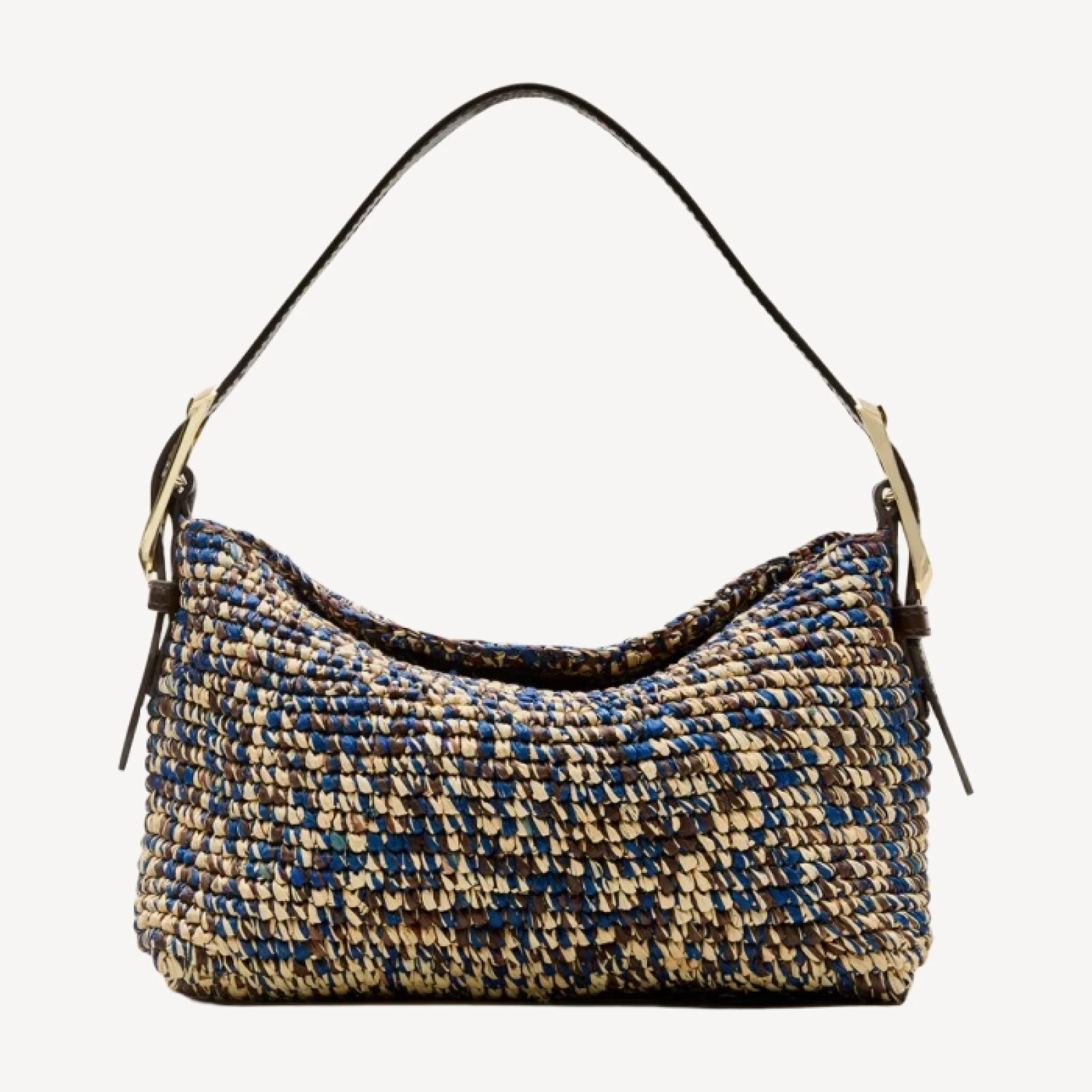 Berkeley small handwoven shoulder bag in marled straw