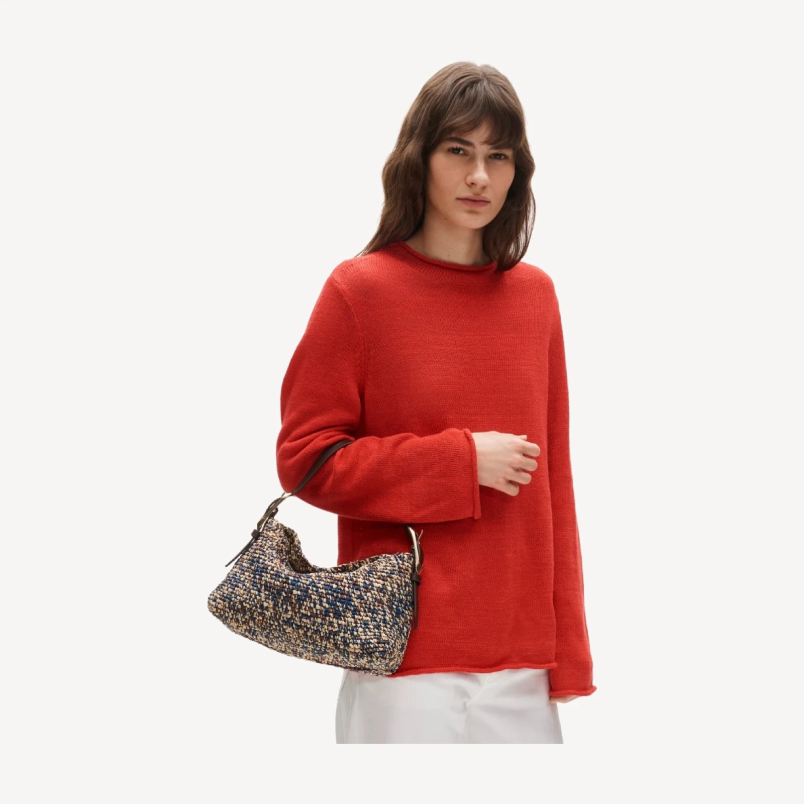 Berkeley small handwoven shoulder bag in marled straw