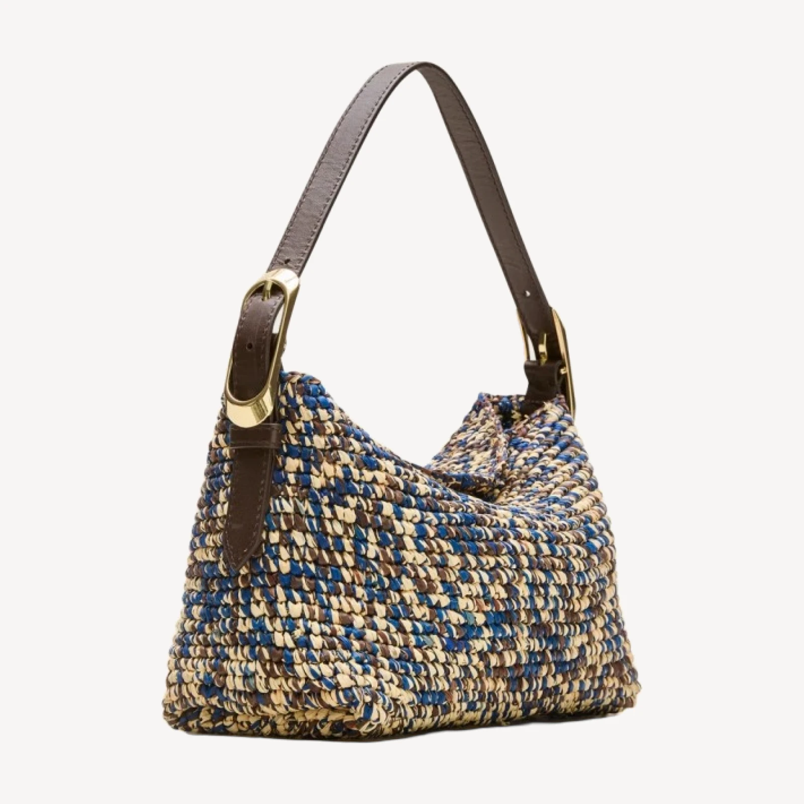 Berkeley small handwoven shoulder bag in marled straw