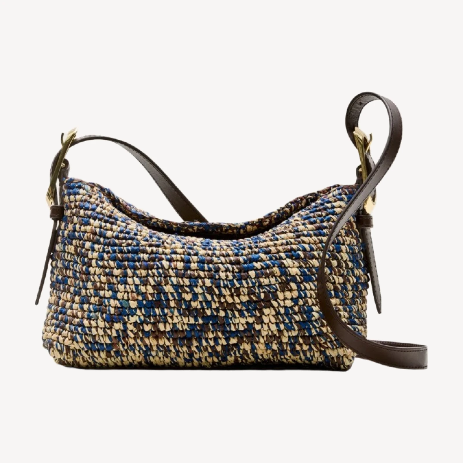 Berkeley small handwoven shoulder bag in marled straw