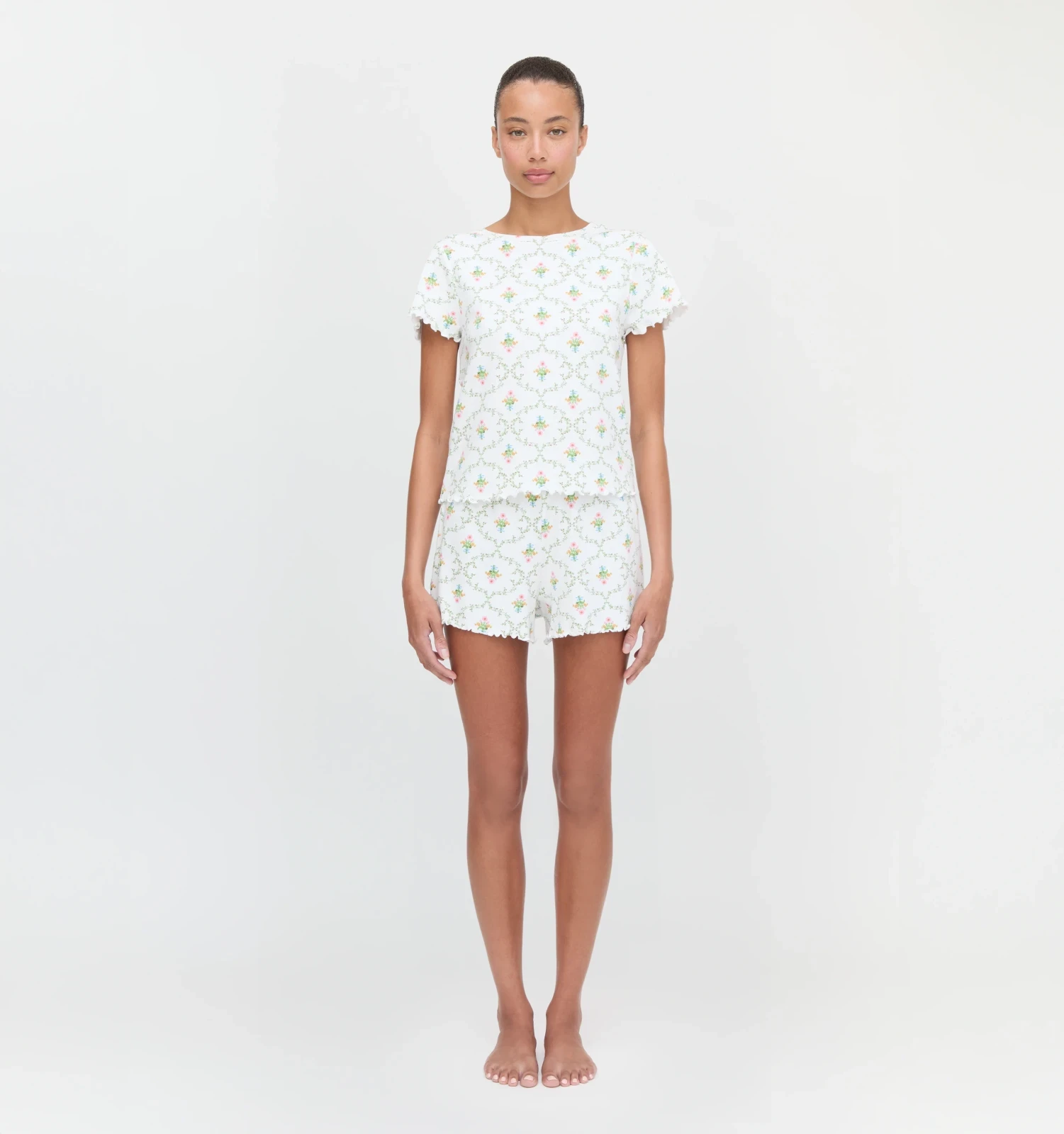 The Nina Pajama Set - Pastel Trellis
