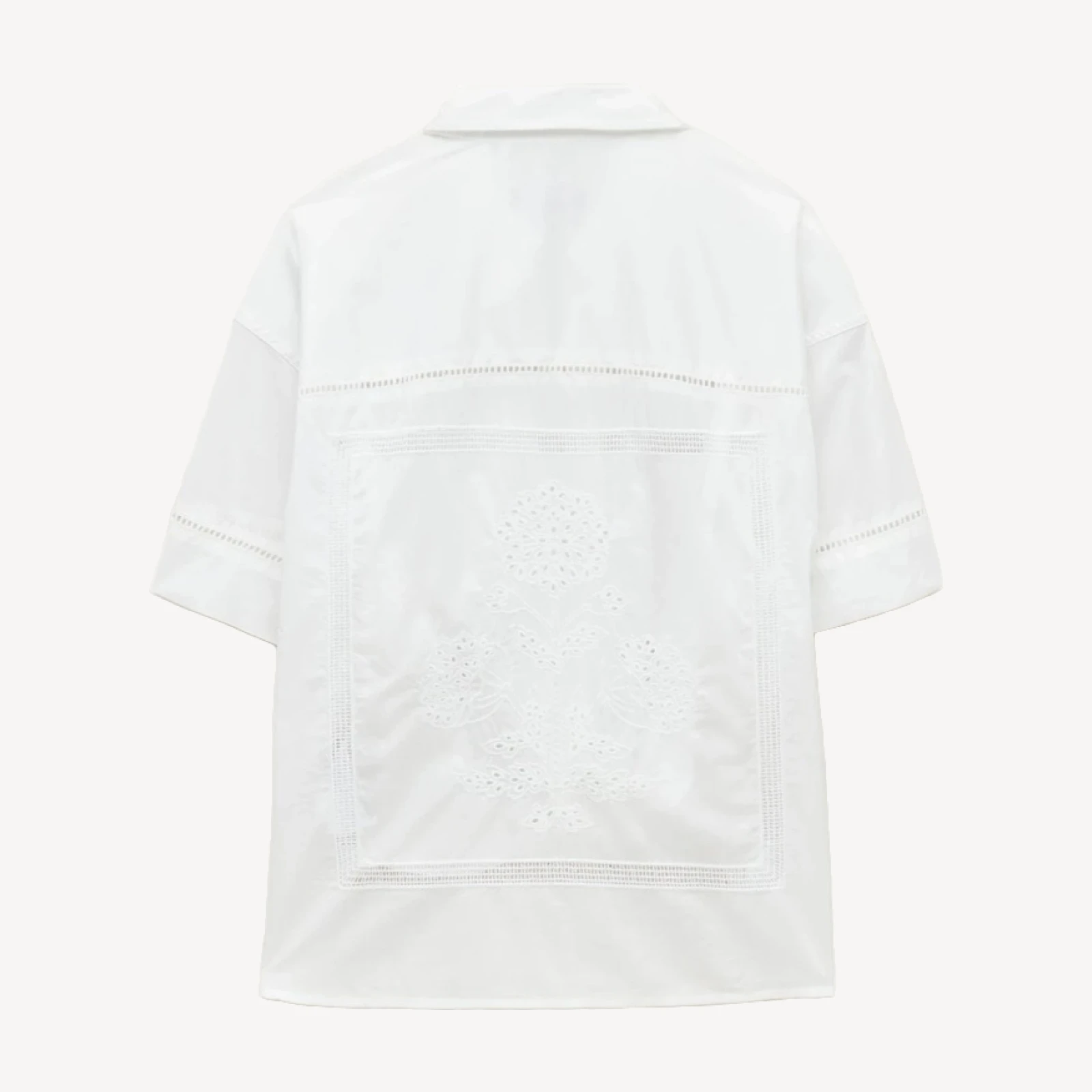 Étienne cropped button-up shirt in eyelet sateen