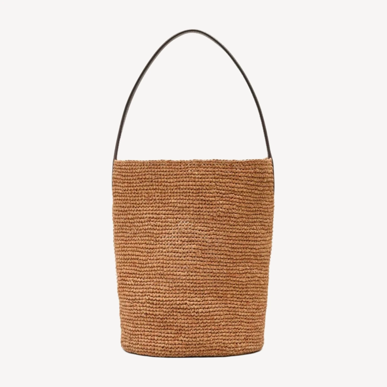 Berkeley handknotted bucket bag in raffia